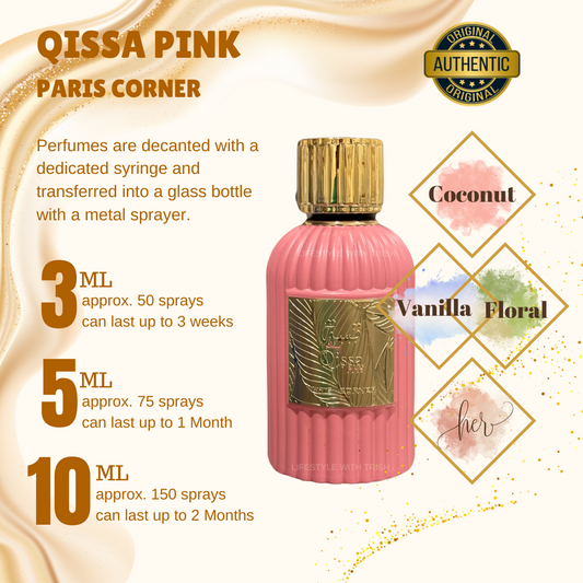 PERFUME DECANT Paris Corner Qissa Pink