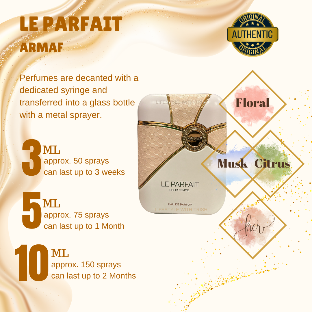 PERFUME DECANT Le Parfait Pour Femme Armaf