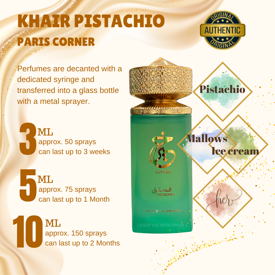 PERFUME DECANT Khair Pistachio Paris Corner