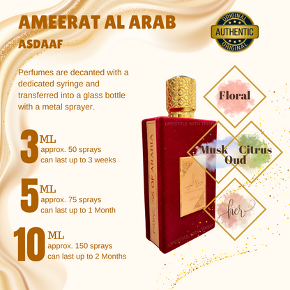 PERFUME DECANT Ameerat Al Arab Asdaaf