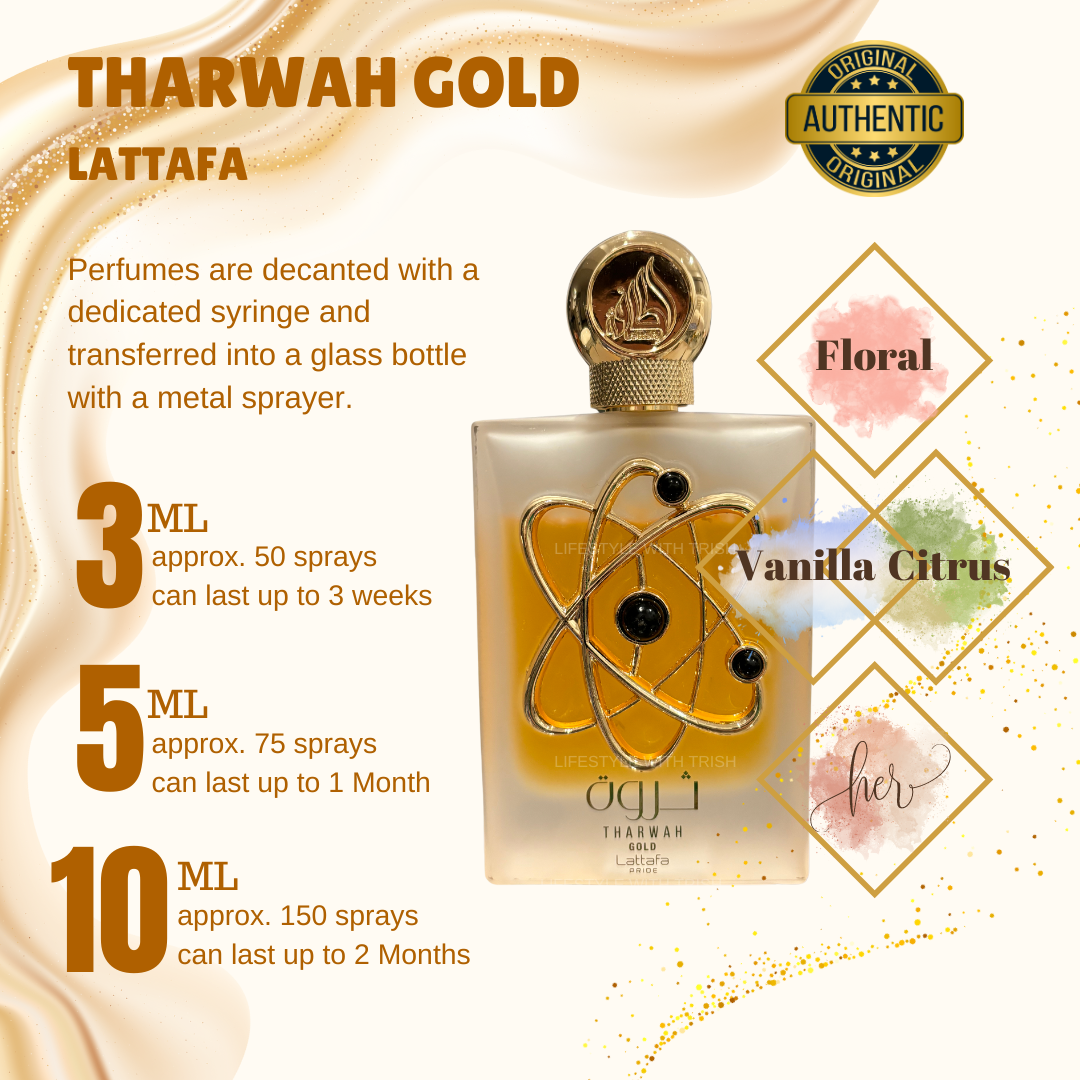 PERFUME DECANT Tharwah Gold Lattafa