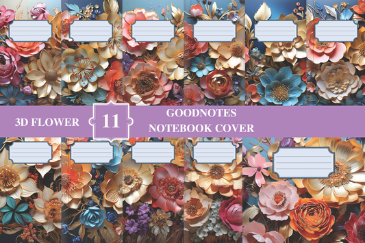 Goodnotes Notebook Cover -3D Flowers