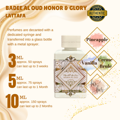 PERFUME DECANT Bade’e Al Oud Honor & Glory