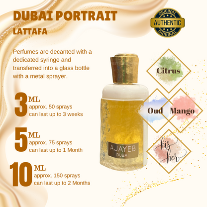 PERFUME DECANT Dubai Portrait Lattafa