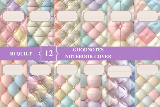 Goodnotes Notebook Cover -3D Pastel Quilt